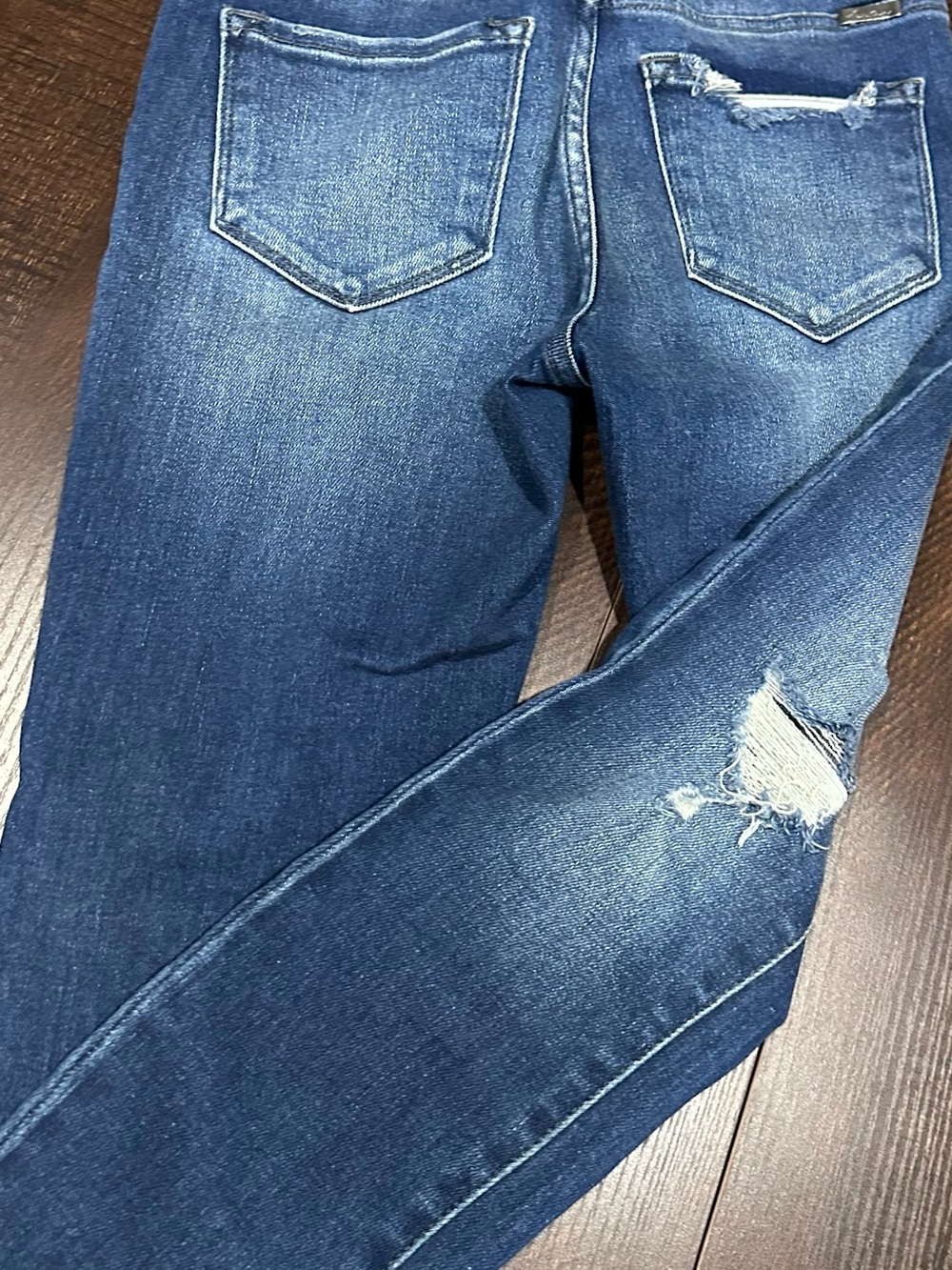 KanCan Women's Skinny Distressed Dark Blue Jeans